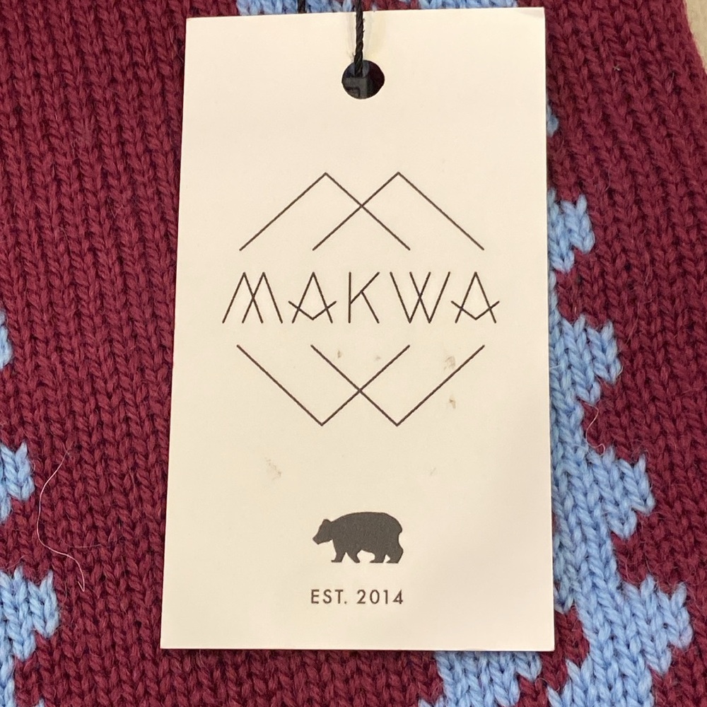 MAKWA RICK RACK Cowl Muffler Scarf Wool Wine Blue NWT Native American Heritage - Picture 2 of 4